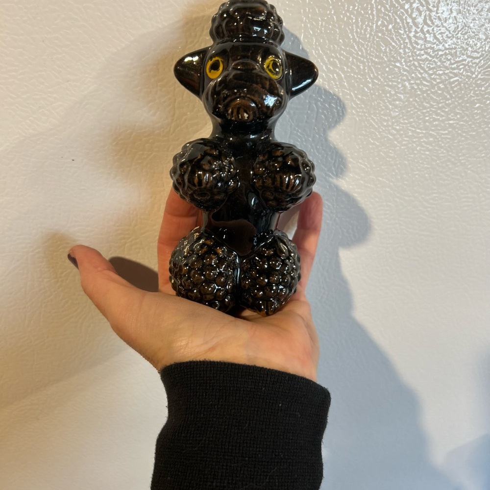 Black Ceramic 1960’s Vintage Redware Poodle Figurine